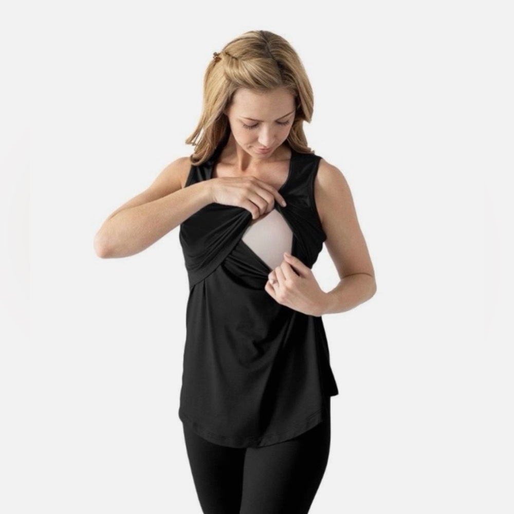Kindred Bravely Bamboo Viscose Black Sleeveless Nursing Maternity Tank Small